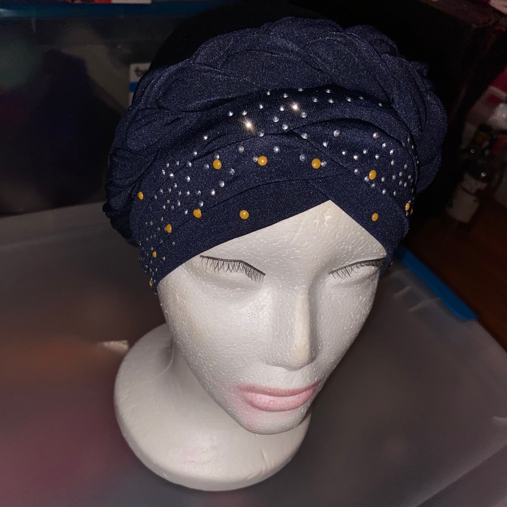 Blue/Navy Braided Turban